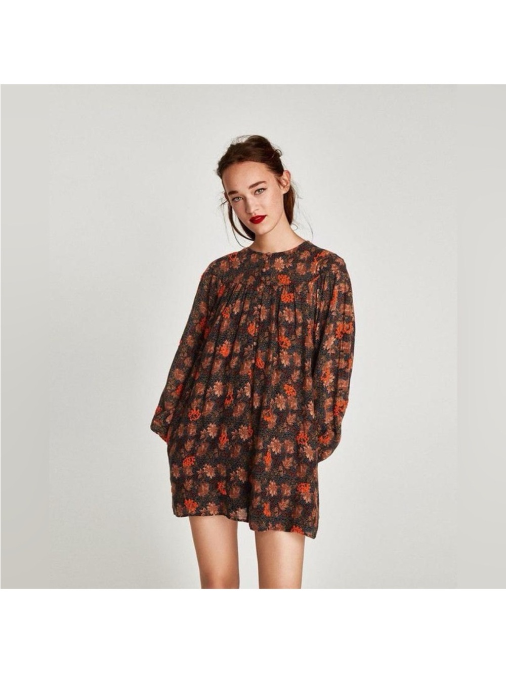 Zara Trafaluc Collection Floral Long Sleeve Dress Size Medium